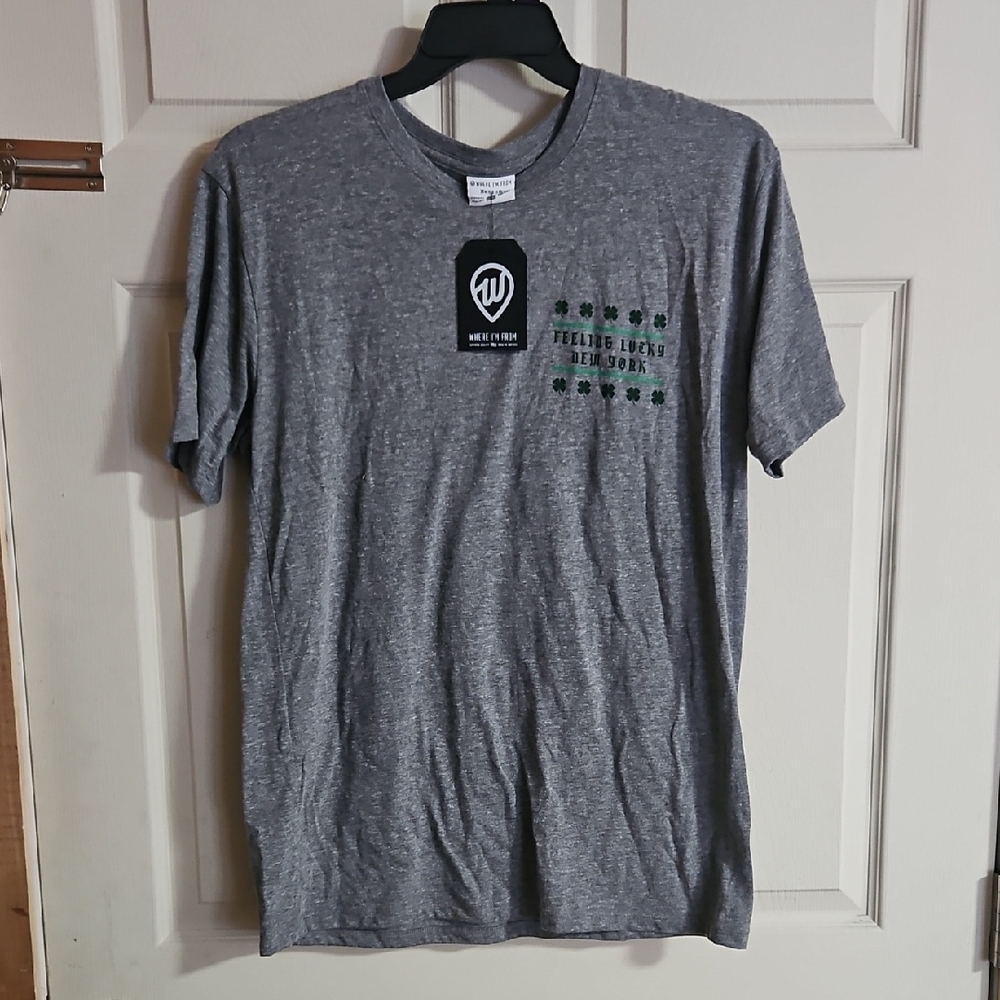 WHERE I'M FROM FEELING LUCKY NY TEE: GRAY: NEW WITH TAGS: SIZE M